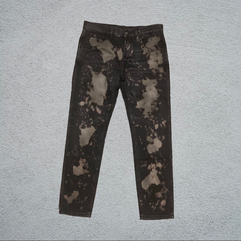 New Gucci Black Bleached Slim Fit Tapered Jeans Size 30